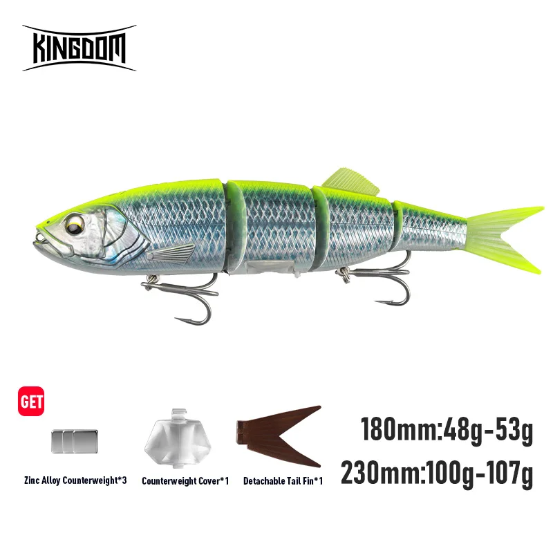Leurre de pêche Kingdom DIY articulé 180mm/48-53g 230mm/100-107g flottant et coulant, leurre dur multi-articulations 4 sections, swimbaits