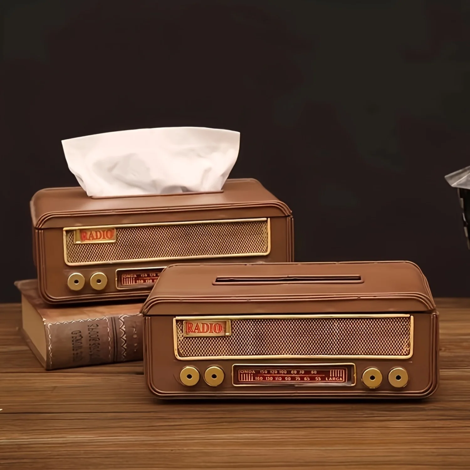 

Роскошная металлическая коробка для салфеток в винтажном радиодизайне - креативный декор для гостиной из железа и высококачественный держатель для бумажных полотенец для ванной комнаты
