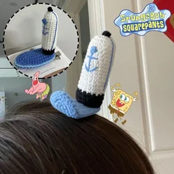 SpongeBob Hairclip Cartoon Anime Staff Cap Hairpin Knitting Barrette Girl Hair Accessory Children Kawaii Clips Headwear Gifts