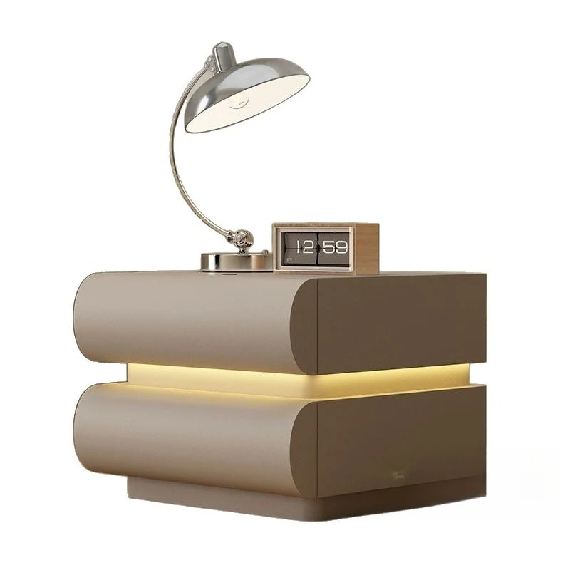 Home Internet celebrity cream white bedroom solid wood bedside storage