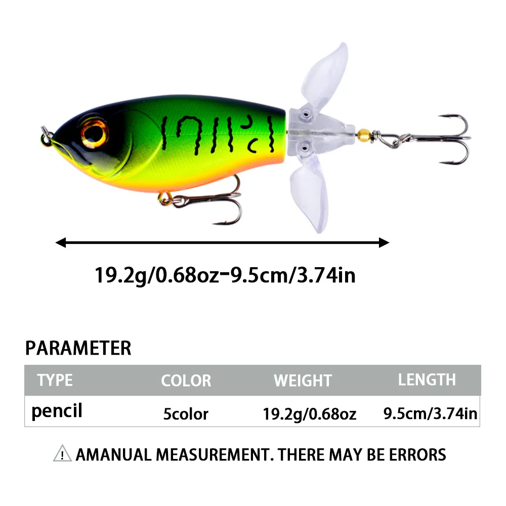 1 Stück Topwater Whopper Plopper Angelköder 19,2g Schleppköder für Wels, Künstlicher Harter Köder mit Weichem Rotierendem Schwanz, Angelzubehör – Detail 2