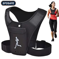 Adjustable Running Vest Phone Holder Breathable Reflective Vest with Chest Phone Holder Multi Pockets Mens Running Vest