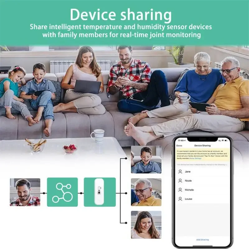 1PCS Tuya Smart WiFi Temperature Humidity Sensor For Home Indoor Thermometer Hygrometer Works With Alexa Home Sensor