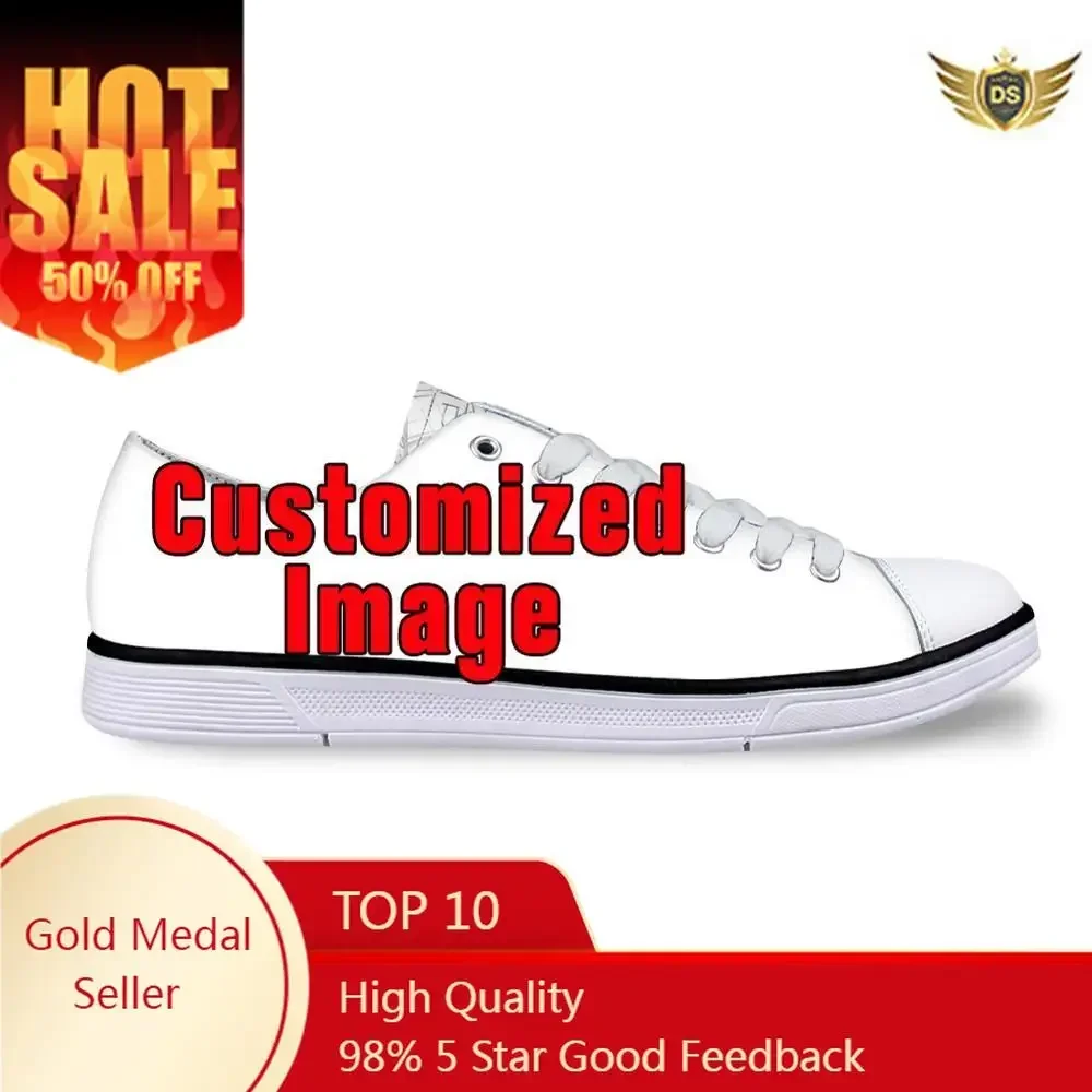 

Custom Shoes Customized Images Logo Women Fashion Canvas Shoes Ladies Low Top Lace-up Vulcanized Shoes Flats Female Dropshipping