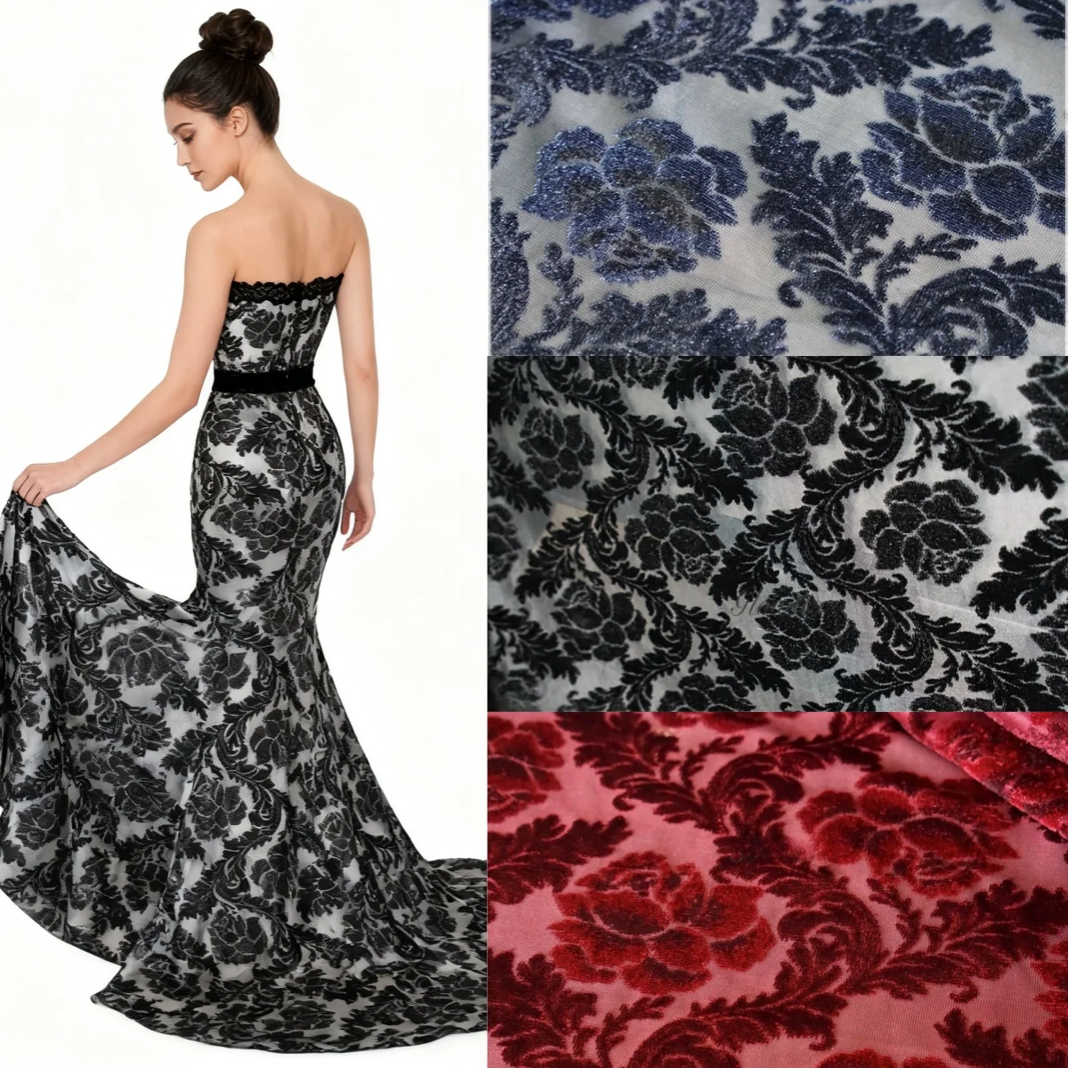 

Новый цветок ретро трехмерный рельеф бархатная жаккардовая кружевная ткань шитье вечернее платье Cheongsam дизайнерская ткань