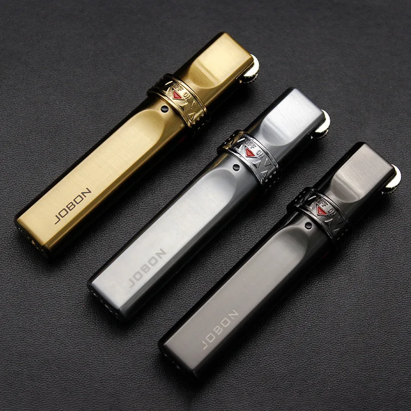 2022 New Jobon Jet Flint Lighter Windproof Gas Torch Lighter Inflated Butane Metal Grinding Wheel Lighter Christmas Gift Men