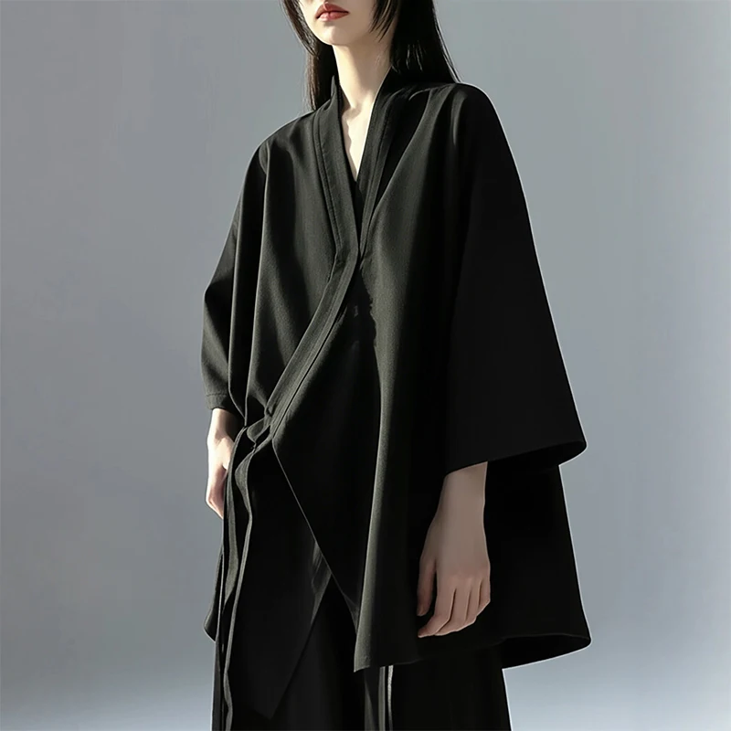 New Chinese-style Women Shirts Fashion Casual Streetwear Taoist Robe Ancient Coat Asymmetric Tops Zen Style Blouses