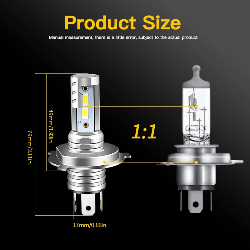 1PC H4 H1S 9003 Motorcycle LED Headlight For Yamaha MT07 MT03 MT09 High Low Beam Lamp Bulb Super Bright White 4800LM 12V
