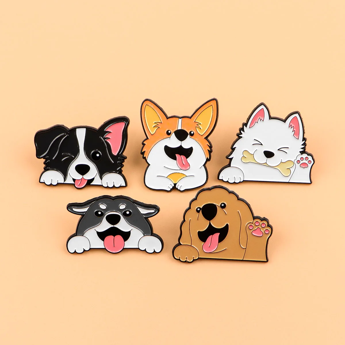 Bonito cão de estimação lapela pinos para mochilas metal esmalte pino broches emblemas dos desenhos animados moda jóias acessórios presentes