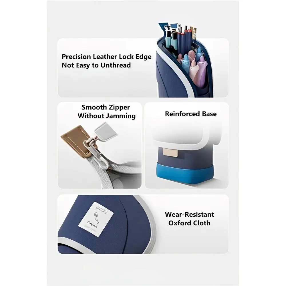 Gift 2-in-1 Standing Pencil Case Portable Vertical Student Pen Holder Retractable Pencil Bag Desk Supplies Holders view 5