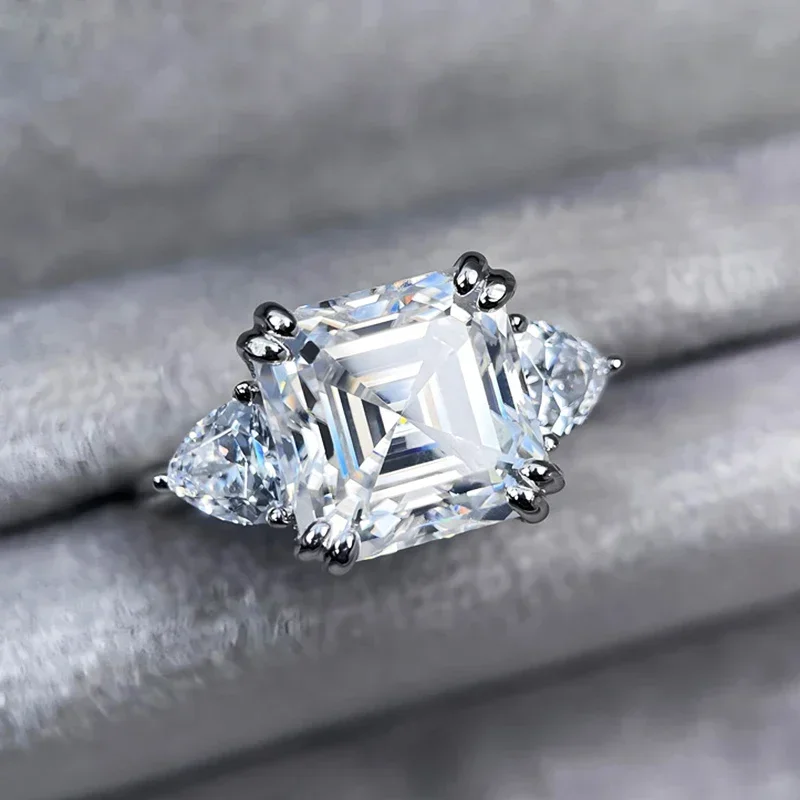 FCGJHW 5CT Moissanite Ring 925 Sterling Silver 3-Stone Square Diamond for Women Wedding Band Jewelry With GRA Certificate  2026