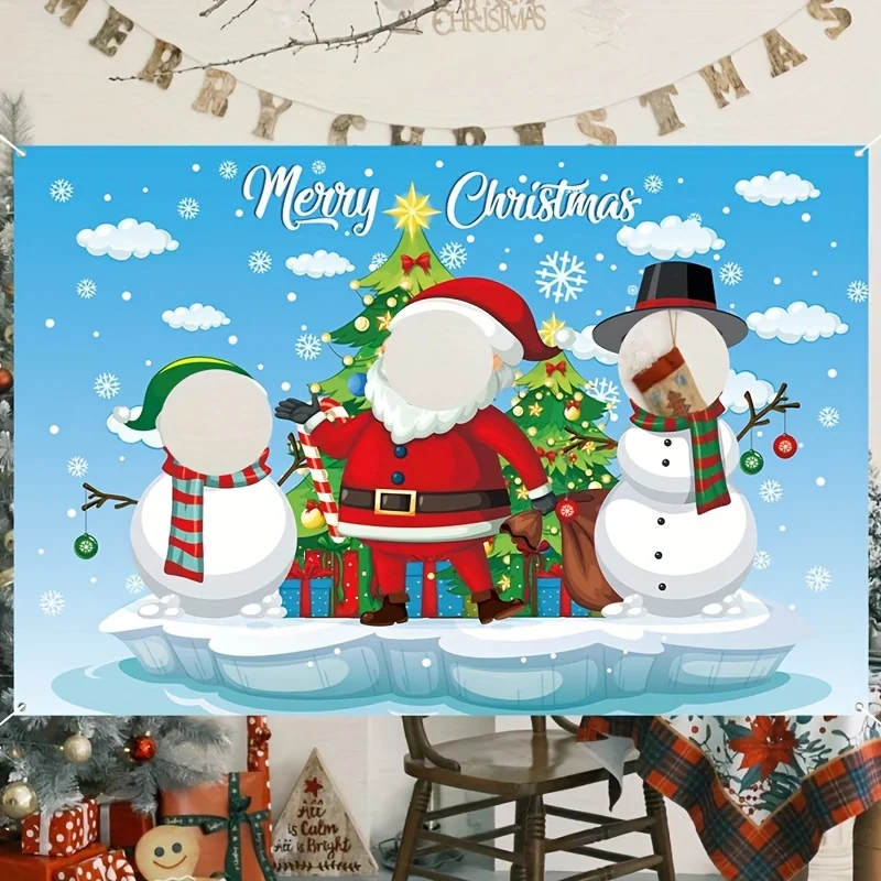1pc Festliche Weihnachten Hintergrund Santa Claus Schneemann Urlaub Dekoration Frohe Weihnachten Foto Prop Polyester Hintergrund Tuch