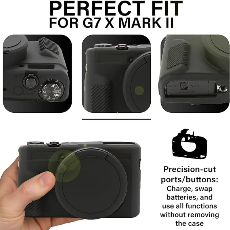 حافظة كاميرا من السيليكون الناعم لهاتف Canon Powershot G7XMark II G7X2 مع قبضة مضادة للانزلاق وحماية العدسة ومقاومة للخدش