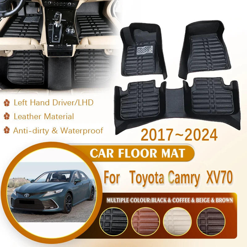 

Для Toyota Camry 2019 аксессуары XV70 2017 ~ 2024 LHD Автомобильная кожаная водонепроницаемая внутренняя подкладка для ног коврики пользовательские аксессуары для ковриков