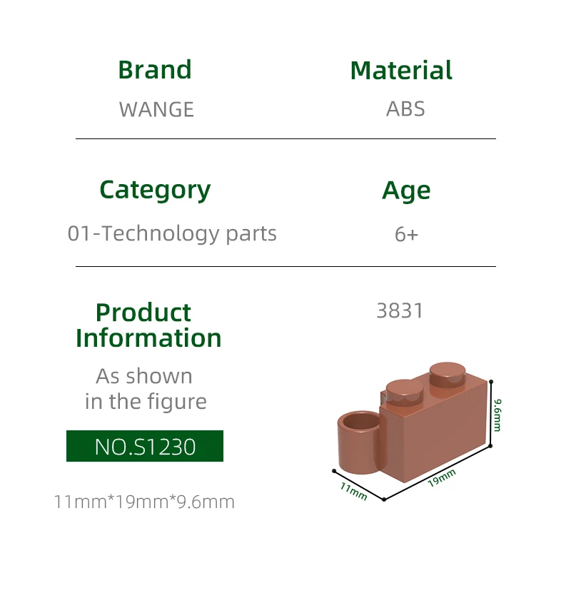 Wange122 قطعة/الوحدة 3831 المفصلي 1x2 الجزء السفلي اللبنات MOC الملحقات الفنية متوافقة مع الطوب ألعاب أطفال هدية صندوق #4