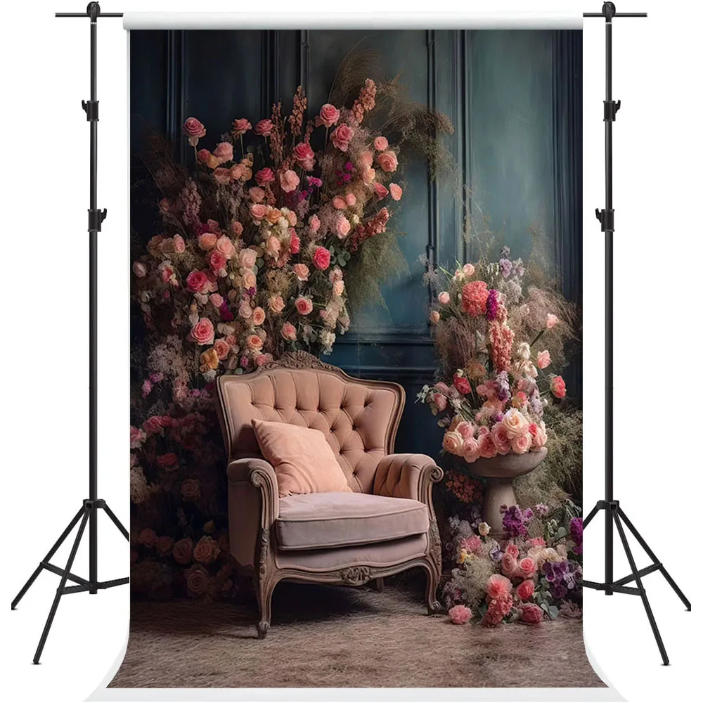 Mehofond Photography Background Retro European Wall Pink Flower Birthday Wedding Maternity Portrait Decor Backdrop Photo Studio