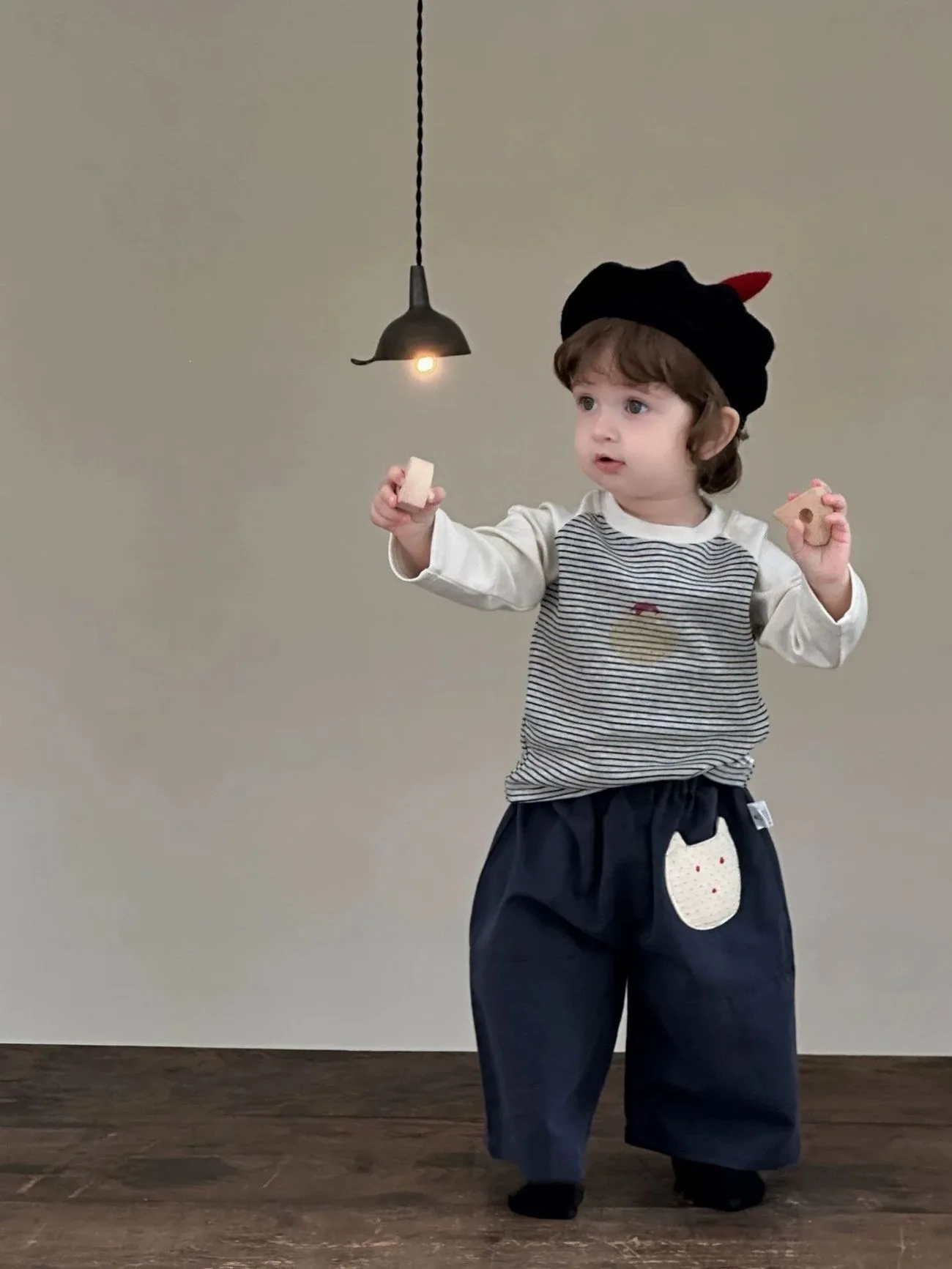 Kids Spring Fall Casual Versatile Cartoon Wings Striped T Shirt Top Casual Pants Boys Cute Style Striped T Shirt
