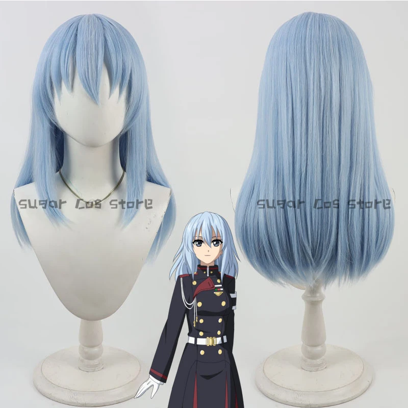 Anime Seraph of the End Fuka Shiromei Cosplay Wig Blue Heat Resistant Synthesis Hair For Women Girls Halloween Carnival Party
