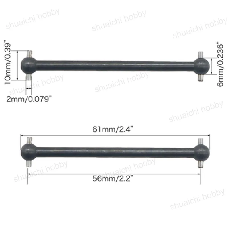 2 pezzi HSP 1:10 fai da te modello RC auto metallo Dogbone albero di trasmissione asse di trasmissione lunghezza asse 61mm 63mm 70mm 77mm 84mm 87mm