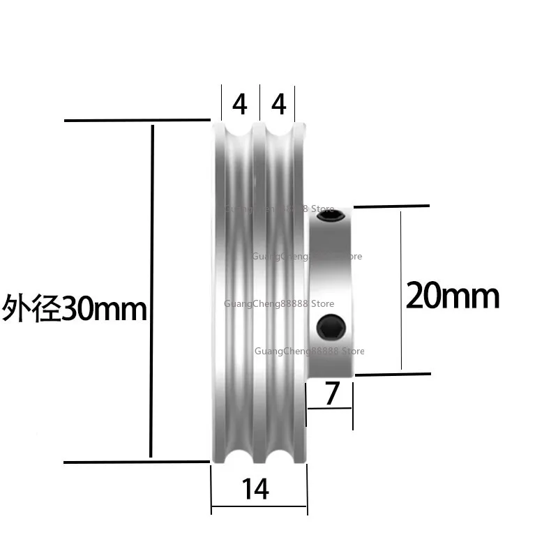

Круглый шкив из алюминиевого сплава, круглый ремень из искусственной кожи, U-образный шкив с двойным слотом