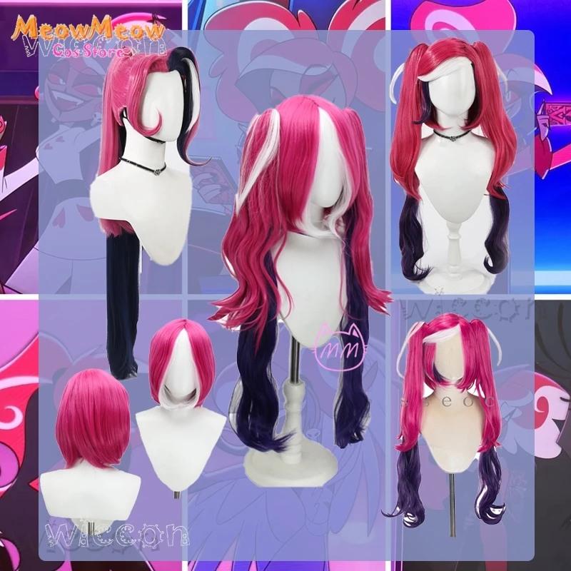 hasbin-velvette-cosplay-rosa-cor-gradiente-peruca-destacavel-rabo-de-cavalo-hotel-brinco-3v-veesdisfraz-anime-deguisement