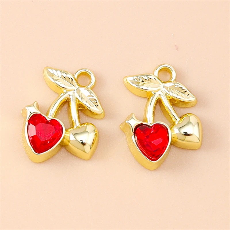 5 Stück 10x12mm Niedliche Mini-Kristall-Frucht-Kirschanhänger für die Herstellung von Halsketten, Ohrringen, Armbändern, DIY-Bastelarbeiten, Schmuckzubehör – Detail 5