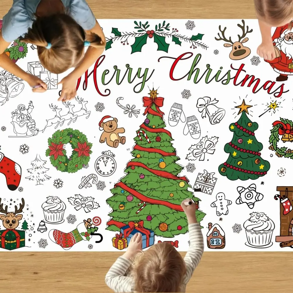 Póster grande para colorear de Navidad para niños, papel de dibujo, mantel para garabatos DIY, decoración de fondo de Navidad, regalos de Navidad para niños
