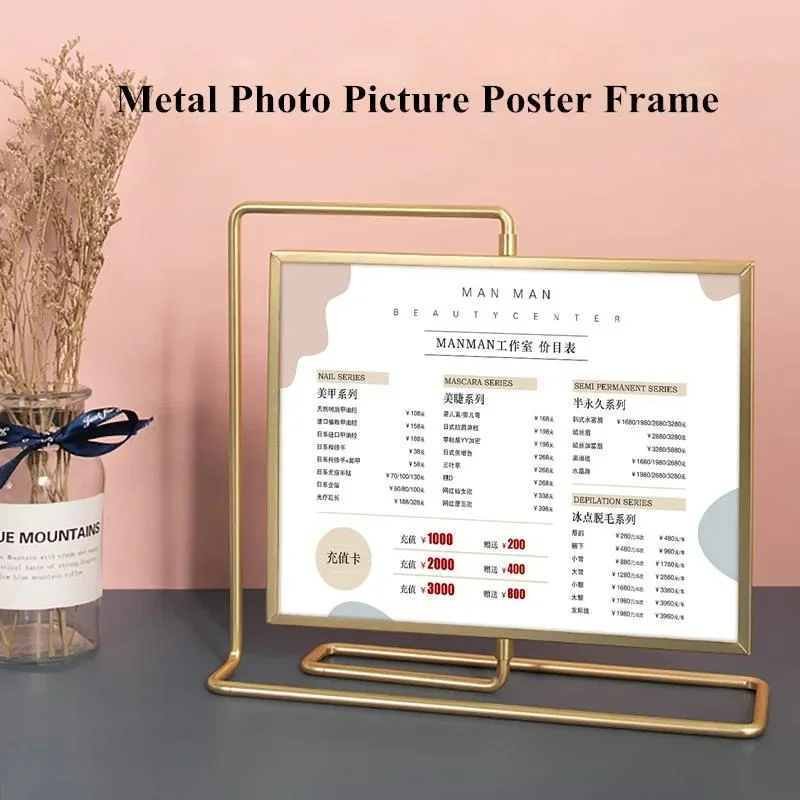 152x203mm 8 Inch Rotating Menu Paper Sign Holder Display Stand Valentine's Day Wedding Gift Shelf Metal Photo Picture Frame