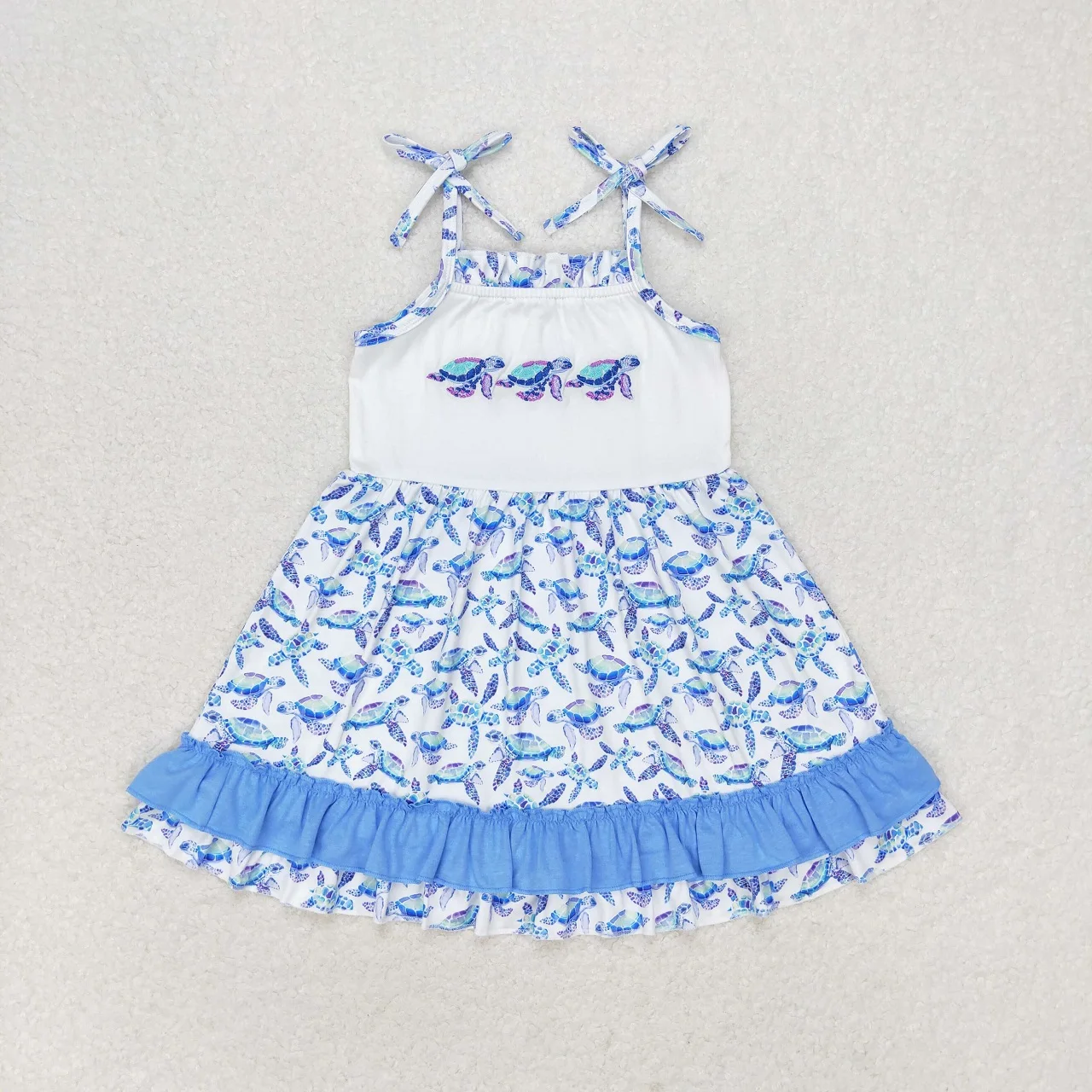 Wholesale Baby Girl Embroidery Dress Toddler Infant Summer Boutique Kids Children One Piece Clothing