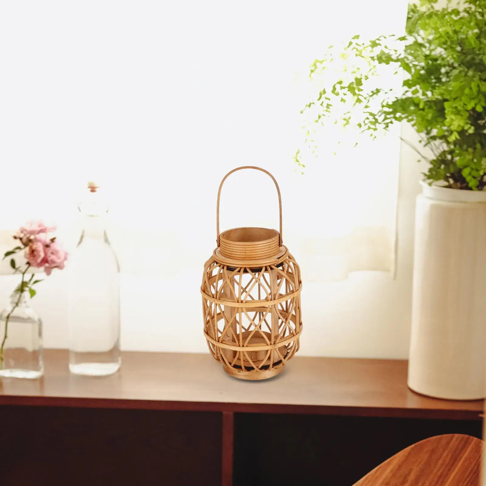Handwoven Candle Holder Rattan Candle Holder Photograph Prop Rustic Candle Stand for Farmhouse Fireplace Wedding Decoration