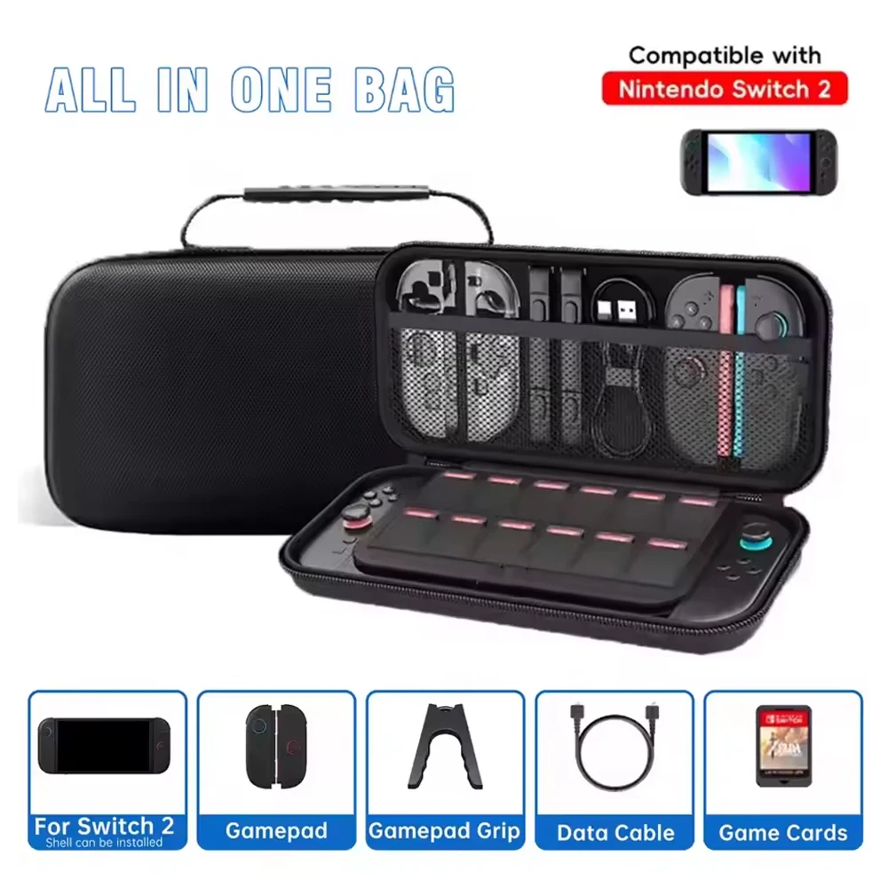 Protective Carrying Case for NS Switch 2 with Game Cards Slots Portable EVA Bag Storage Space for NS Switch 2 Accessories