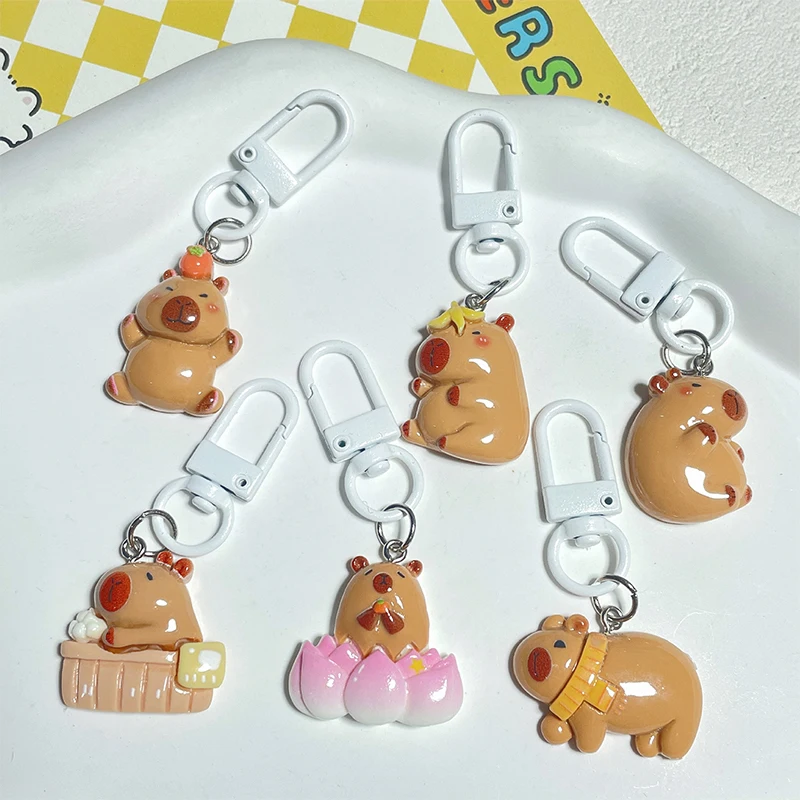 

Resin Capybara Keychain Funny Capibara Bag Hanging Pendant Cute Funny Fashion Animal Keyring Cute Key Accessories