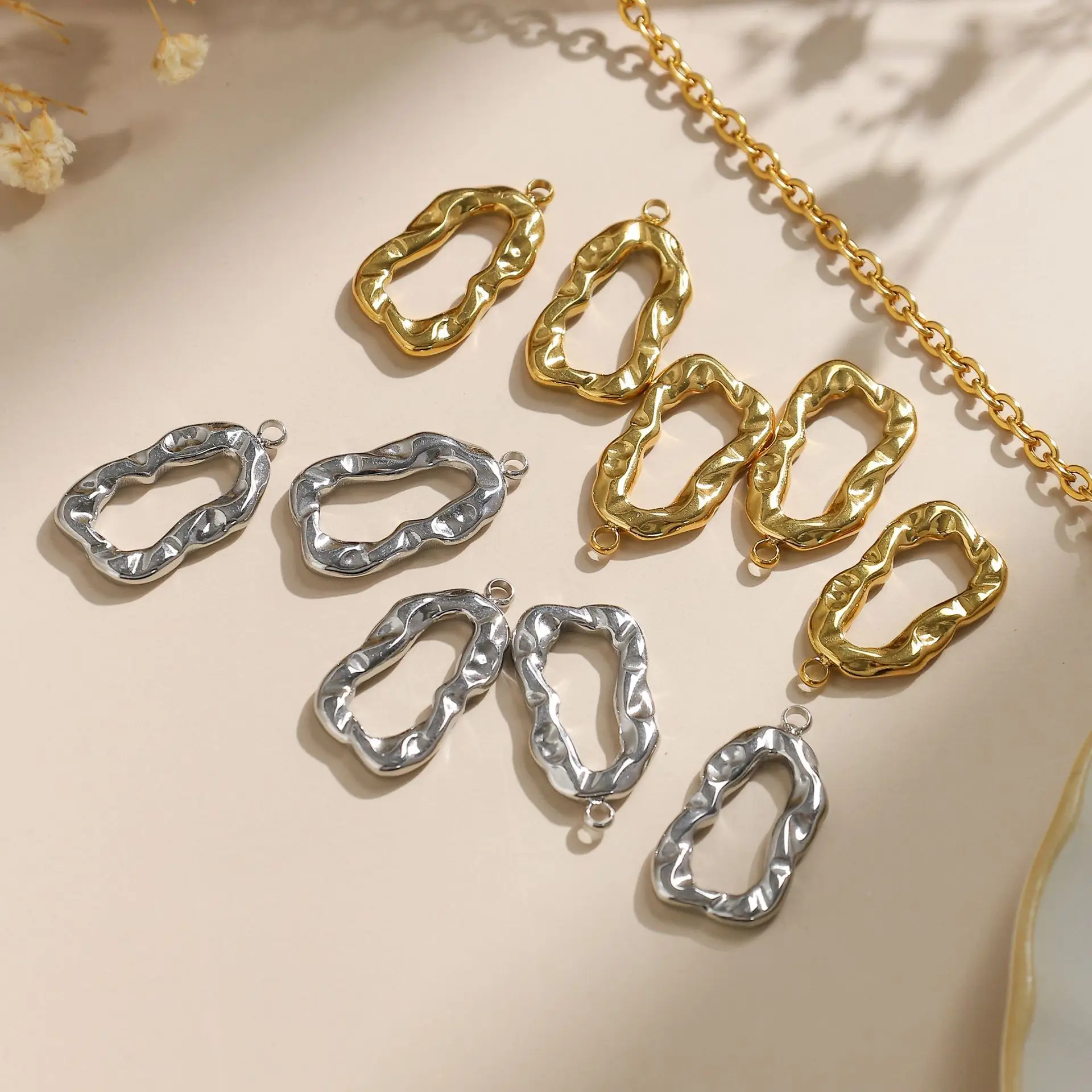 

5 шт., нерегулярные полые подвески ручной работы, подвески из нержавеющей стали, ожерелье, серьги, подвески, соединители, фурнитура для изготовления ювелирных изделий своими руками