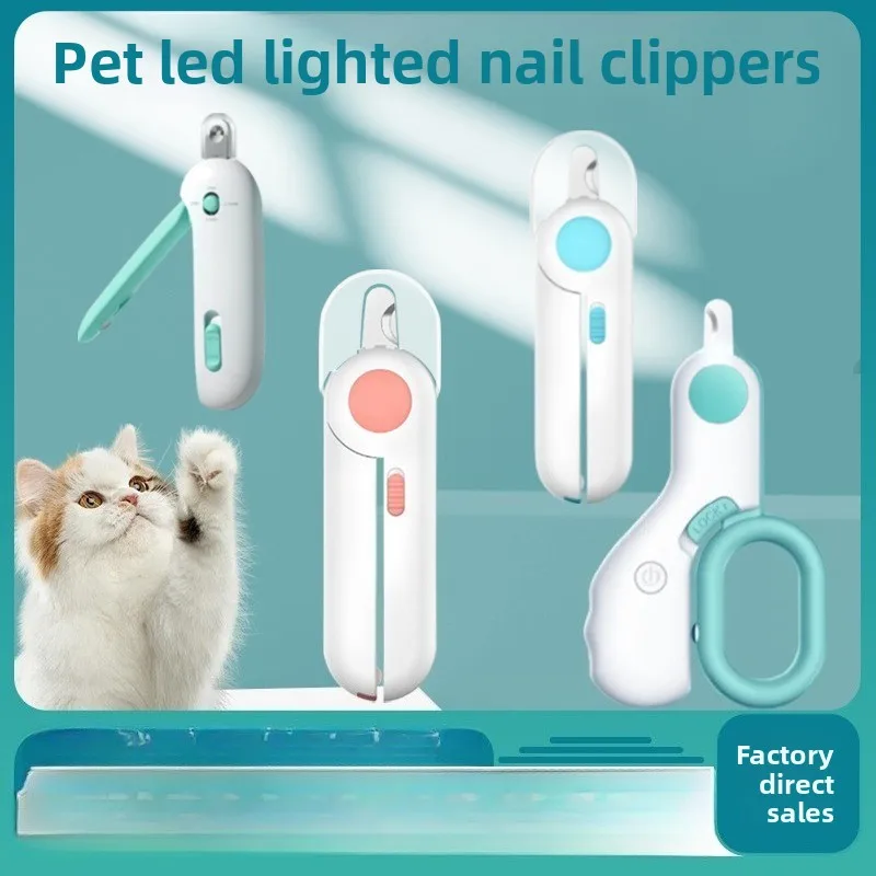 Gravity Push Push Pet Nail Clippers with LED Lights for Nail Protection and Anti-Blood Splatter Nail Clippers for Pets Suitable
