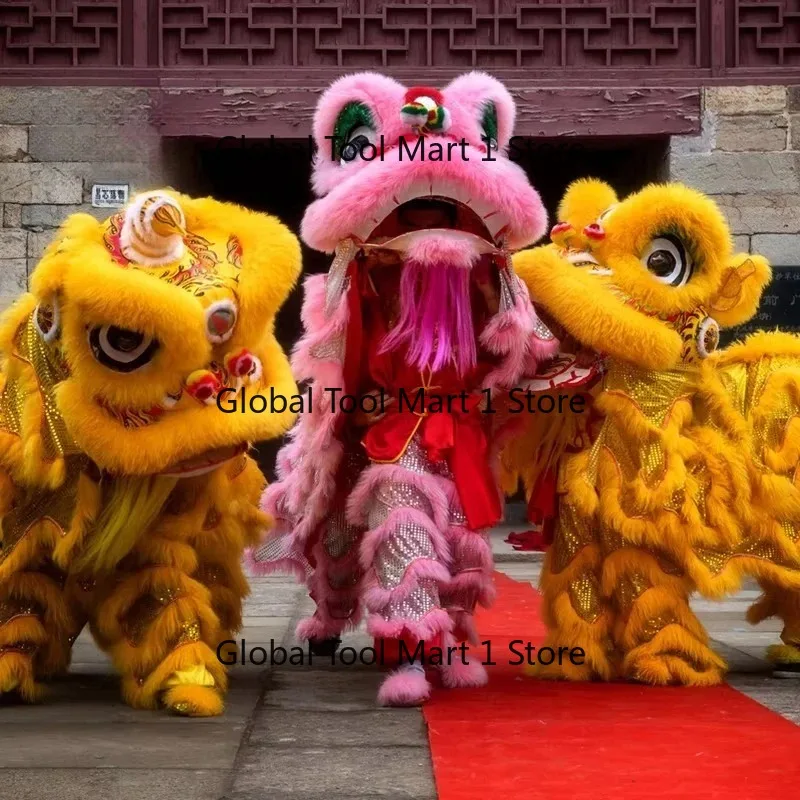 Traditional adult lion dance costume Chinese New Year celebration wool lion head