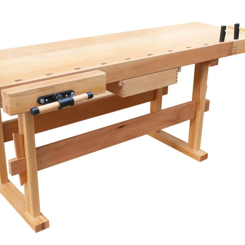 wood workbench with vises