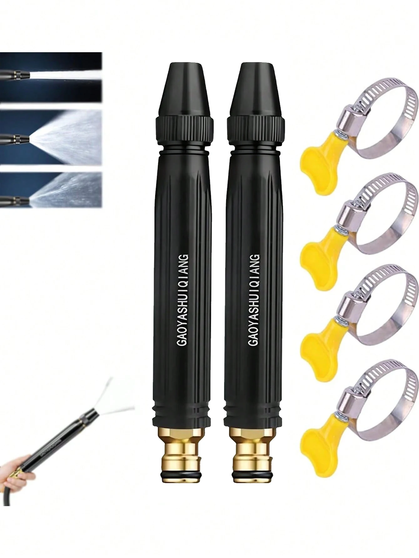 Portable High-Pressure Water Gun, 2X Powerful High-Pressure Car Wash Gun - Durable Plastic Body, Adjustable Garden Hose Nozzle, Powerful Cleaning Tool for Motorcycles and Cars. Multi-Functional Sprayer with Ergonomic Handle and Metal Accessories, Car Wash Accessories.