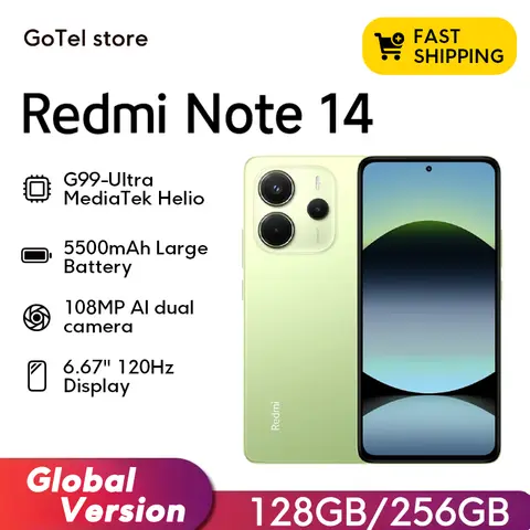 Xiaomi Redmi Note 14 MediaTek Helio G99-Ultra 120Hz 108MP Cámara AI 5500mAh Versión Global 33W 6.67" AMOLED