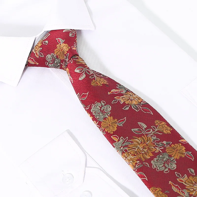 Classic 8CM Width Floral Dots Brown Neck Ties For Men Adult Business Formal Silk Neckties Luxury Striped Ties Wedding Tuxedo Tie