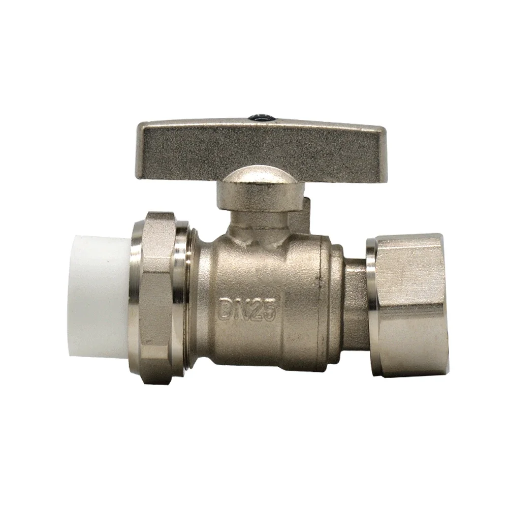 

Brass Nickel-plated Thickened PPR Female Union Ball Valve 1/2 "3/4" 1 "water Separator Solar Water Pipe Valve