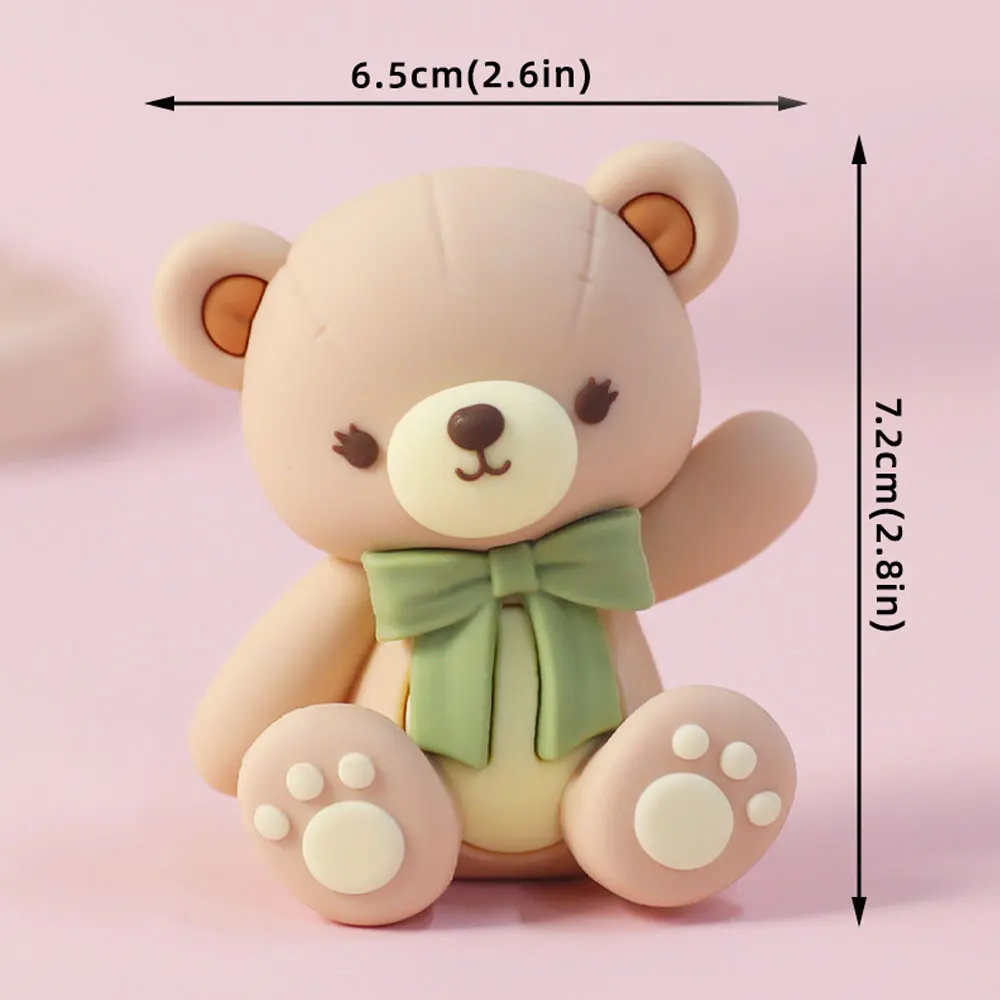 1 Set Grüne Bären-Kuchendekoration für Babyparty Gold Salbeigrüne Schaumstoffbälle Schleife Bären-Kuchenaufsatz für Mädchen Jungen Geburtstagsfeier Deko – Detail 5