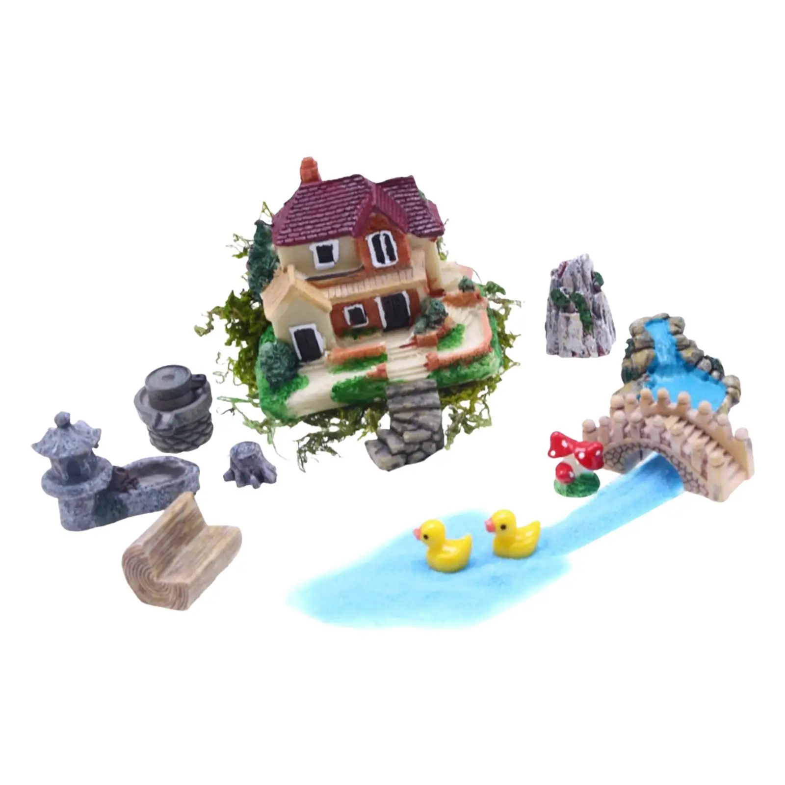 1/12 Villa Garden Model Set Fairy Garden for Tabletop Desk Decor DIY Scenery