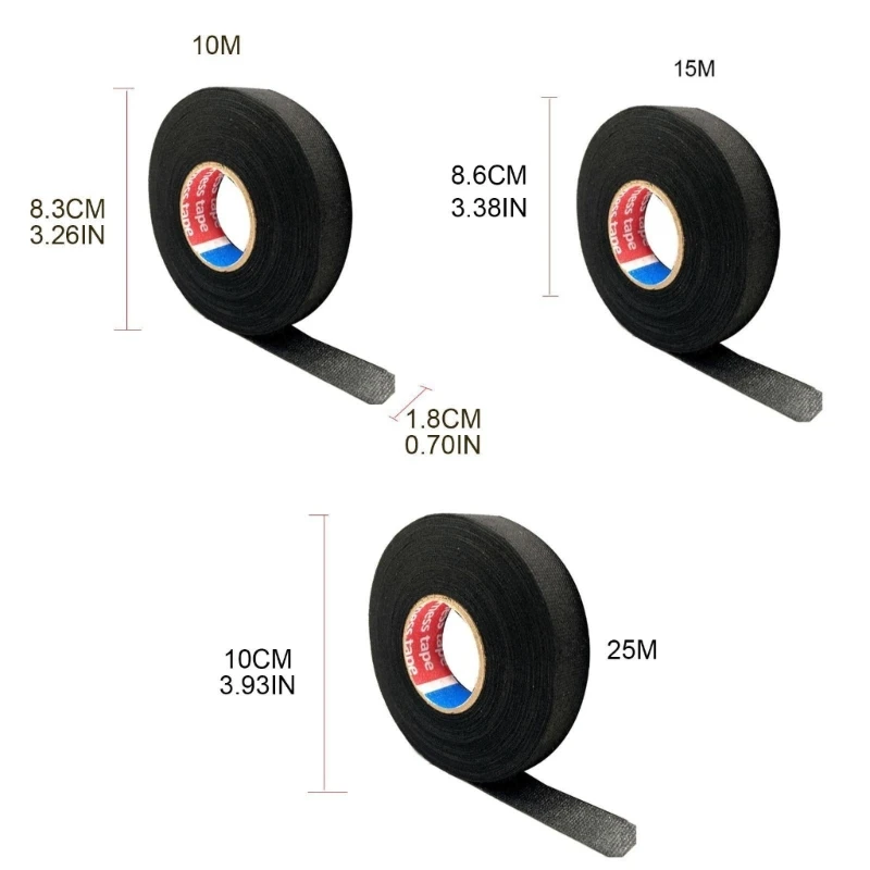 شريط قماش لاصق مقاوم للحرارة من القماش الأسود من الصوف وأشرطة كابلات السيارات لتطبيق الانتخابات المنزلية