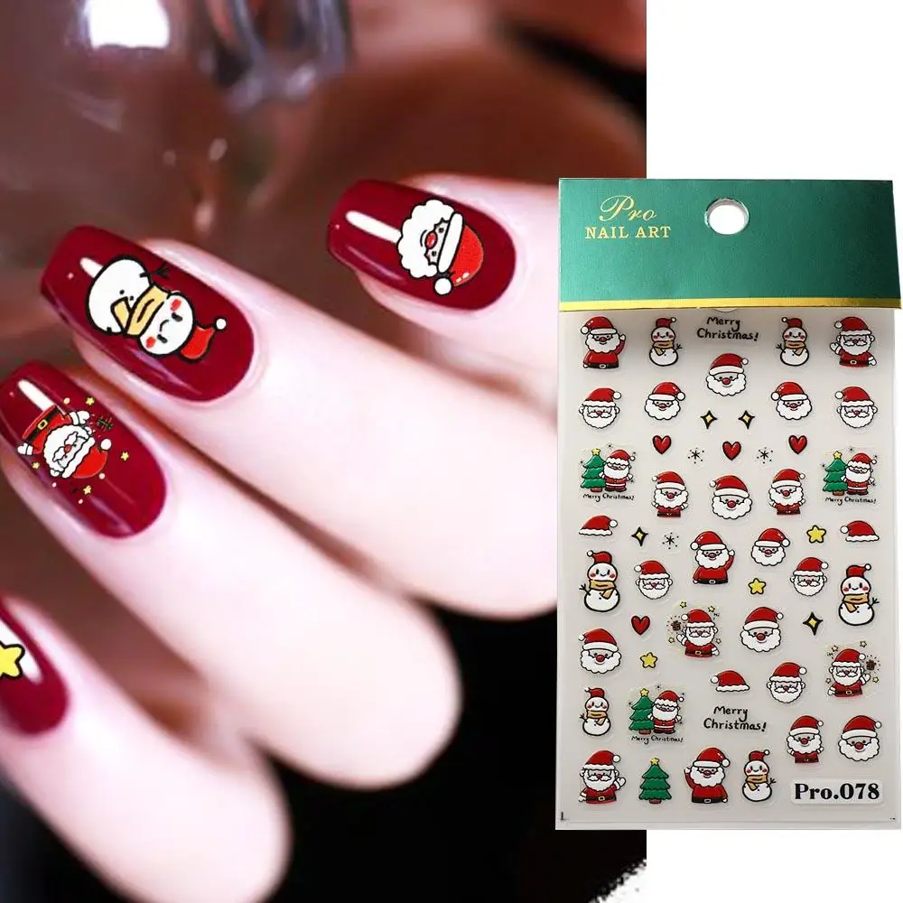 Nail Accessories Christmas Nail Stickers DIY Nail Charms Nail Art Decoration Christmas Nail Decals Snowman Snowflakes Pattern