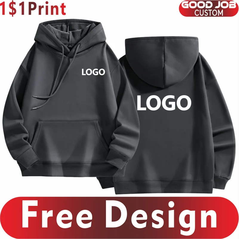 Winter Fashion Men\'s and Women\'s Warm Hoodies Embroidery Logo Company Personal Casual Plush Sweatshirt Custom Printing Design