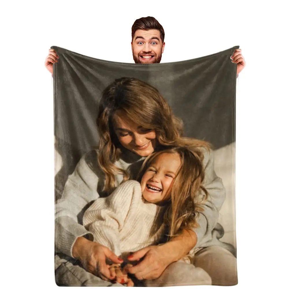 

Custom Blanket for Mother Birthday Gifts, Personalized Mom Photo Blanket as Best Mom Dad Ever Blankets