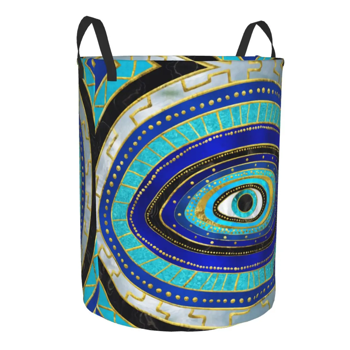 Custom Evil Eye Amulet Ornament Laundry Basket Collapsible Clothing Hamper Toys Organizer Storage Bins