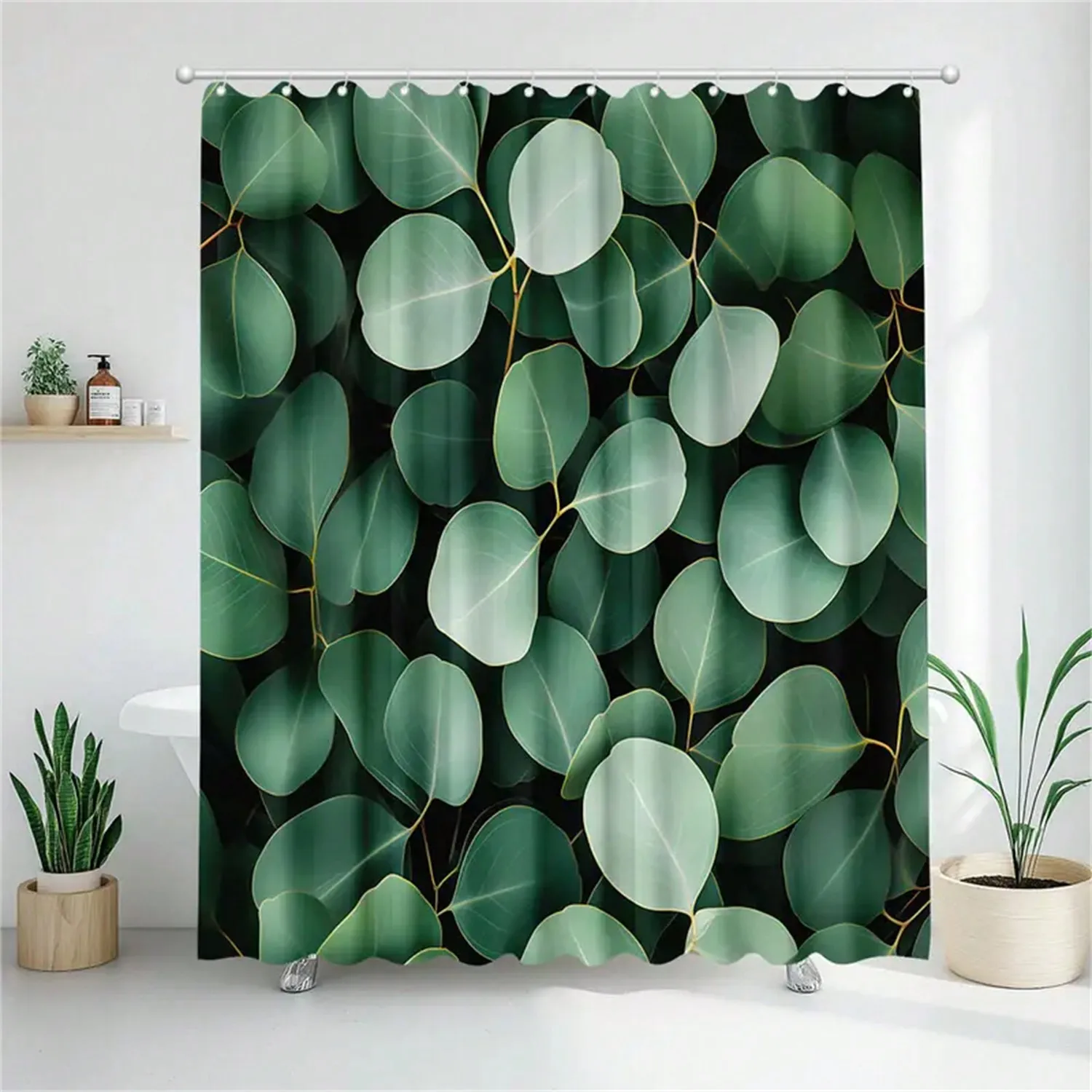 

Занавеска для душа с принтом черного лебединого листа, водонепроницаемая полиэфирная ткань, моющийся декор для ванной комнаты с крючками, художественный дизайн