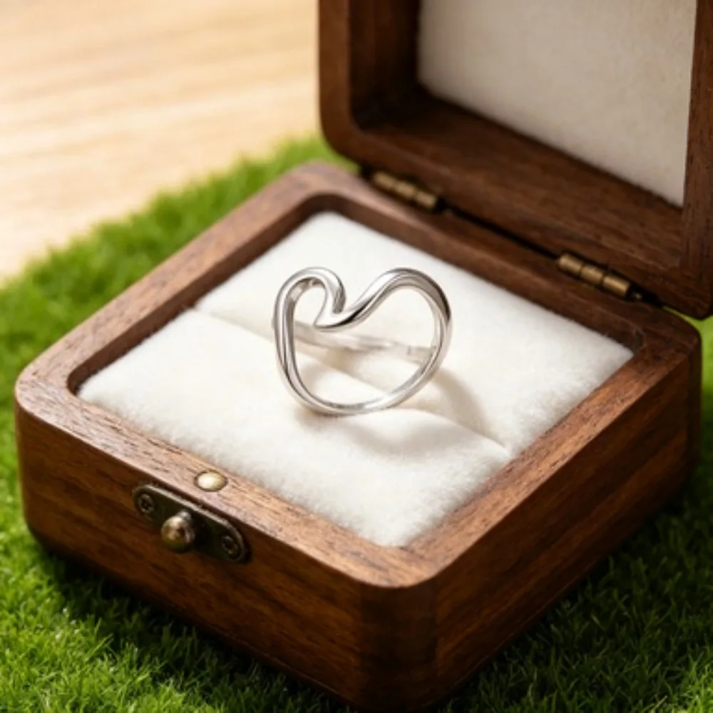 Stainless Steel  Simple Design Sea Wave Rings Ocean Surf  Finger Ocean Surf Ring for Women Surfer Jewelry Gift Wholesale