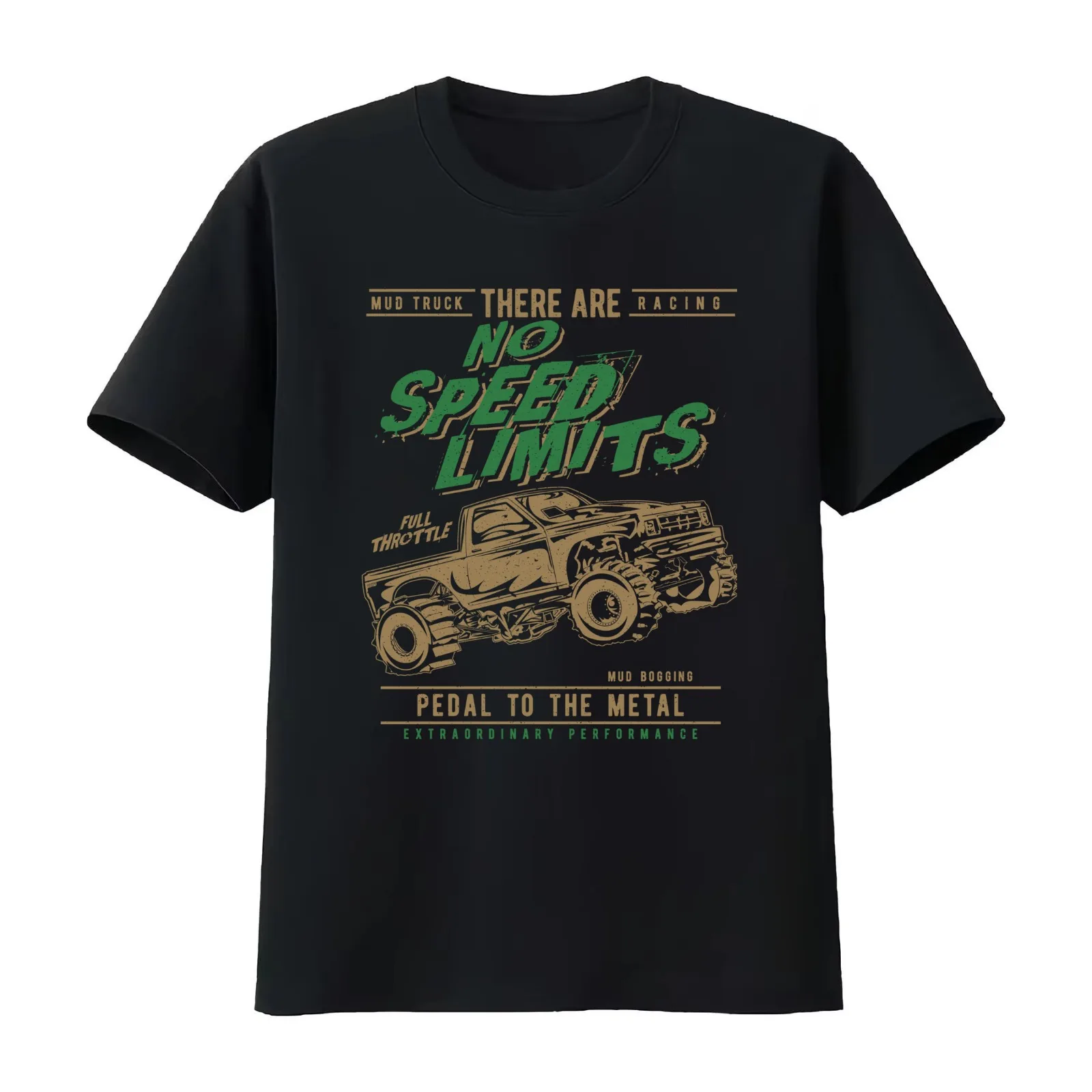 Mud Truck No Speed Limits T-Shirt Summer Casual Cotton Tee Oversized Streetwear Tops Vintage Graphic Print Unisex Men Women